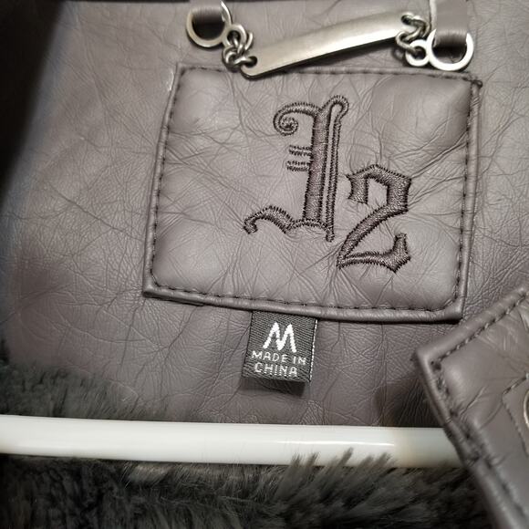 Jou Jou J2 Women's Gray Faux Leather Jacket Lined Zip Up 4 Zip Pockets Size M - Picture 9 of 11